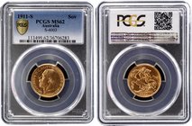Australia Sovereign 1911 S - Sydney PCGS MS62

KM# 29; Gold (.917) 7.99g 21mm; George V