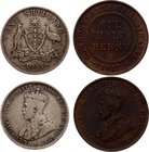 Australia Half Penny 1917 & 1 Shilling 1915

KM# 22-26. George V. VF.