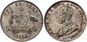 Australia 1 Shilling 1916 M

KM# 26; George V. Silver, UNC. Not common in high grade.