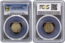 German New Guinea 1/2 Mark 1894 A NGC MS62

KM# 4; J. N704; Silver, UNC. Very beautiful coin in rare grade. NGC MS62.