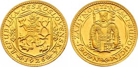 Czechoslovakia 1 Dukat 1926

KM# 8; Gold (.986) 3.49 g, UNC; Dukát 1926, Raženo 58669 ks. Kremnica.
