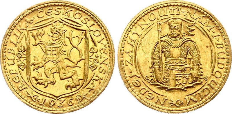 Czechoslovakia 1 Dukat 1936

KM# 8; Gold (.986) 3.49 g, UNC; Dukát 1936, Ražen...