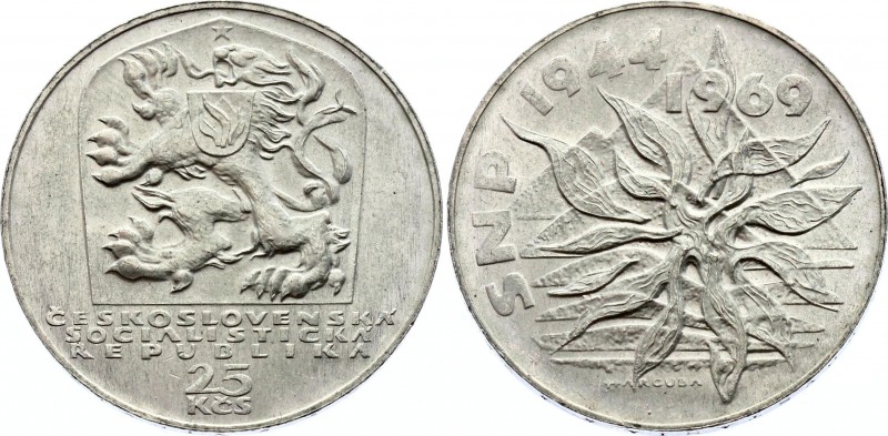 Czechoslovakia 25 Koruna 1969 Slovak Uprising

KM# 67; SIlver, UNC. One of the...