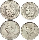 Czechoslovakia Lot of 2 Coins

50 100 Korun 1949; Silver; 70th Birthday of Josef V. Stalin