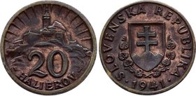 Slovakia 20 Halierov 1941 R

KM# 4; XF+/AUNC-