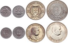 Slovakia Lot of 4 Coins

20 50 Korun 1939, 1944 & 20 50 Halierov 1942, 1943