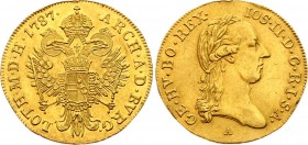 Austria Ducat 1787 A

KM# 1873, Fr-439. Wien Mint. Joseph II (1765-90). Gold (.986), UNC, Full mint luster. Rare in this grade.