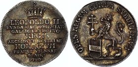 Austria Token "Leopold II Coronation in Vienna" 1790

Silver 2.13g 20mm; House of Habsburg, Homage in Vienna of the Lower Austria estates; UNC Amazi...