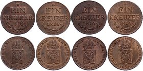 Austria Nice Lot of 4 Coins 1816

1 Kreuzer 1816 A; Well Preserved Coins with Mint Luster