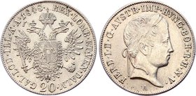 Austria 20 Kreuzer 1848 A - Wien

KM# 2208; Silver; Ferdinand I