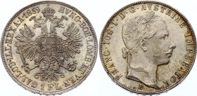 Austria Florin 1859 B

KM# 2219; Kremnitz Mint, Rare. Silver, UNC with attractive patina