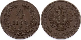 Austria 4 Kreuzer 1864 B - Kremnitz

KM# 2194; Franz Joseph I; XF
