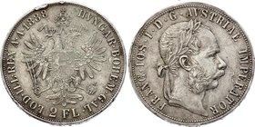 Austria 2 Florin 1888

KM# 2233; Silver; Mintage 73,450; Franz Joseph I