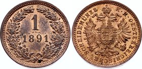 Austria 1 Kreuzer 1891

KM# 2187; Franz Joseph I; UNC Full Mint Luster