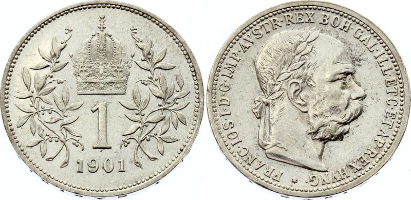 Austria 1 Corona 1891

KM# 2804; Silver; Prooflike; Franz Joseph I; UNC with s...