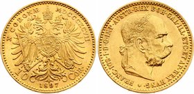 Austria 10 Corona 1897

KM# 2805; Franz Joseph I. Gold (.900) 3.39g. UNC.