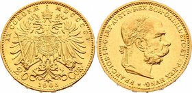 Austria 20 Corona 1905

KM# 2806; Franz Joseph I. Mintage 146.097. Gold (.900) 6.78g. UNC.