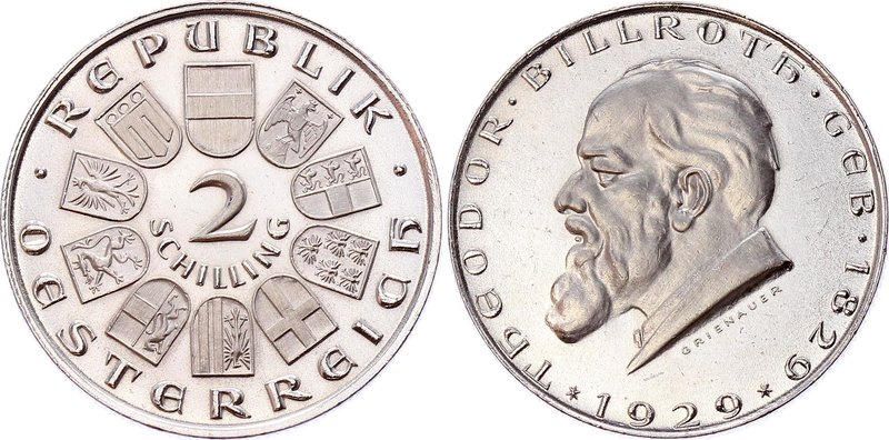 Austria 2 Schilling 1929 Billroth Proof

KM# 2844; Silver; 100th Anniversary o...