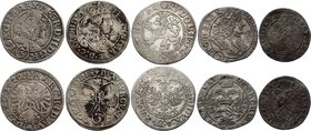 Austria-Hungary Lot of 5 Coins

1 & 3 Kreuzer 1629-1706; Silver