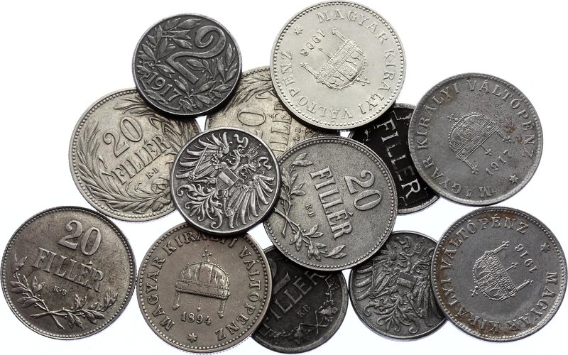 Austria-Hungary Lot of 13 Coins

2 Filler & Heller 1916-1918, 20 Filler 1893-1...
