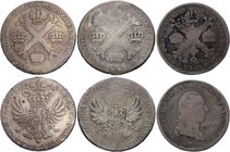 Austrian Netherlands Lot of 3 Coins

1/4 Kronenthaler 1788, 1/2 Kronenthaler 1756 & 1774; Silver