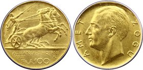 Albania 100 Franga Ari 1927 R Prova PCGS MS62

KM# Pr29; Gold