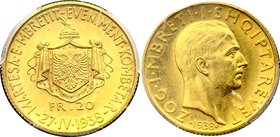 Albania 20 Franga Ari 1938 R PCGS MS63

KM# 22; Gold