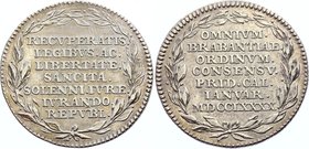 Belgium Brabant AR Jeton "Declaration of Independence" 1790

Silver 12.87g 34mm; Brabantsko - AR jeton na vyhlášení samostatnosti 1790