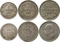 Bulgaria Lot of 3 Coins

1 2 Leva 1882 & 50 Leva 1930; Silver