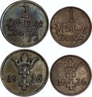 Danzig Lot of 2 Coins 1926

1 & 2 Pfennige 1926; Well Preserved Coins