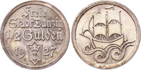 Danzig 1/2 Gulden 1927

KM# 144; Danzig Free City. Silver, UNC, rare in this grade.