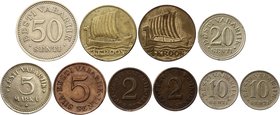 Estonia Lot of 10 Coins

2 5 10 20 50 Senti 1931-1936, 1 Kroon 1934 & 1990, 5 Marka 1924