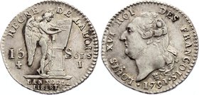 France 15 Sols 1791

KM# 604.5 (Limoges); Silver; Louis XVI ("FRANÇOIS"); XF Well Preserved Coin!