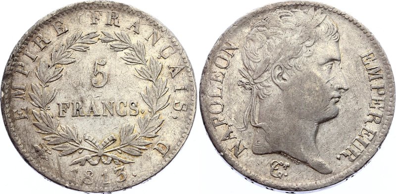 France 5 Francs 1813 D

KM# 694.5; Silver; Napoleon I (french empire)