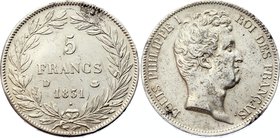 France 5 Francs 1831 D

KM# 735; Silver; Louis-Philippe I
