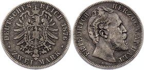 Germany - Empire Anhalt-Dessau 2 Mark 1876 A

KM# 22; Silver; Friedrich I