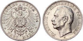 Germany - Empire Baden 3 Mark 1914 G

KM# 280; Silver; Friedrich II