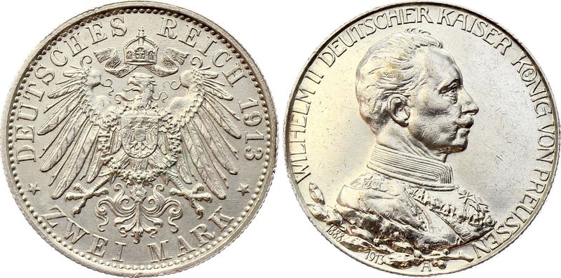 Germany - Empire Prussia 2 Mark 1913 A

KM# 533; Silver; 25th Anniversary of t...