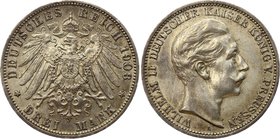 Germany - Empire Prussia 3 Mark 1908 A

KM# 527; Silver; Wilhelm II; XF Nice Toning