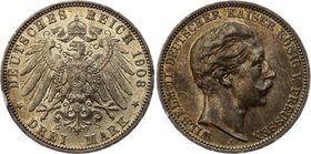 Germany - Empire Prussia 3 Mark 1908 A

KM# 527; Silver; Wilhelm II; XF Nice Toning
