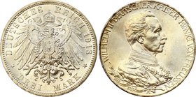 Germany - Empire Prussia 3 Mark 1913 A

KM# 535; Silver; 25th Anniversary of the Reign of King Wilhelm II; UNC