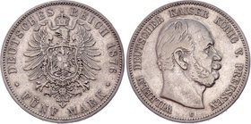Germany - Empire Prussia 5 Mark 1876 C

KM# 503; Silver; Wilhelm I; Mintage 812,361