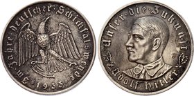 Germany - Third Reich Medal "Adolf Hitler" 1933

Silver (.900) 21.59g 36mm; Engraver: O. Glöckler; Half-length portrait of Adolf Hitler / Eagle with...