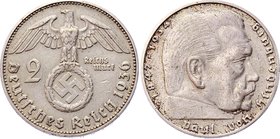 Germany - Third Reich 2 Reichsmark 1936 J Rare

KM# 93; Silver; Paul von Hindenburg; The Most Rare Coin of this Type! XF