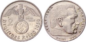 Germany - Third Reich 2 Reichsmark 1936 E

KM# 93; Silver; Paul von Hindenburg; Not Common; XF