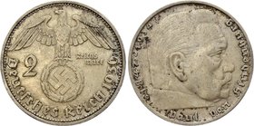 Germany - Third Reich 2 Reichsmark 1936 G

KM# 93; Silver; Paul von Hindenburg; XF