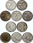 Germany - Third Reich Lot of 5 Coins

2 Reichsmark 1937 A; 1938 E, 1939 A,D; Silver