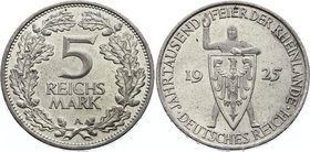 Germany - Weimar Republic 5 Reichsmark 1925 A

KM# 47; Silver; 1000th Year of the Rhineland; AUNC+/UNC-