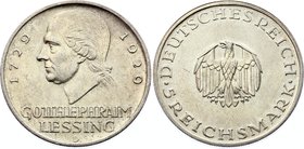 Germany - Weimar Republic 5 Reichsmark 1929 D

KM# 61; Silver; 200th Anniversary of Gotthold Lessing; XF