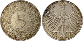 Germany 5 Mark 1958 J Super Rare

KM# 112; Silver; Mintage 60.000 Pcs Only!!!; XF